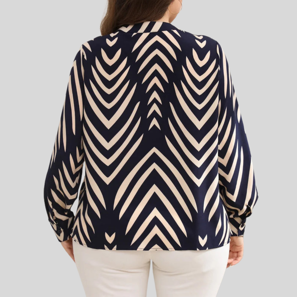 Retro Notch Plus Size Blouse