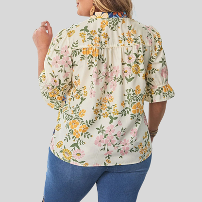 Puff Sleeve Plus Size Blouse
