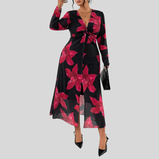Plus Size Floral Twist Dress