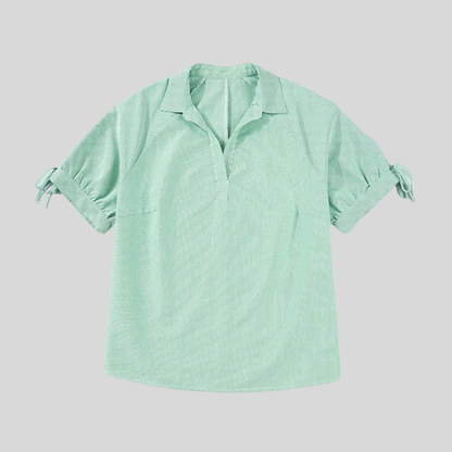 Plus Size Striped Collar Blouse