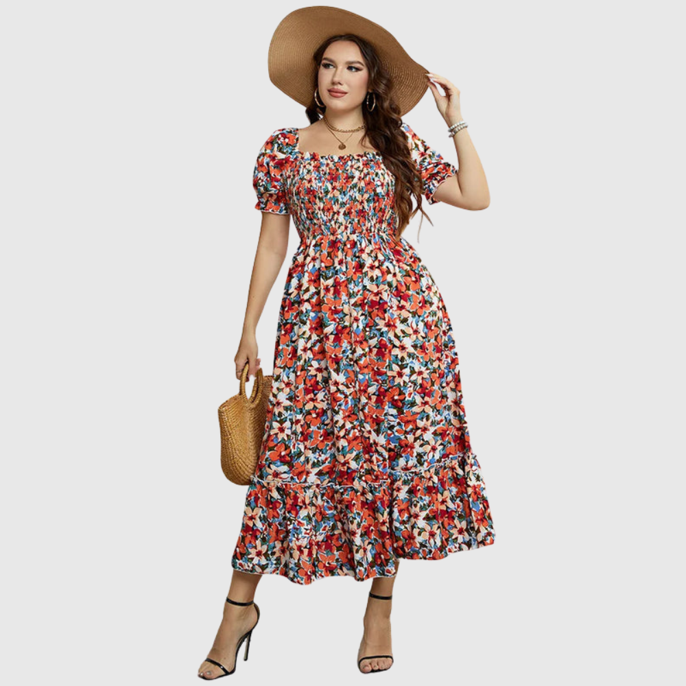 Puff Sleeve Plus Size Dress