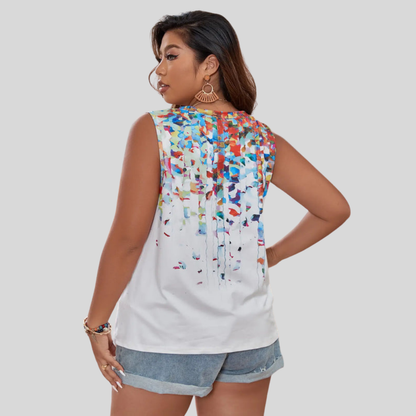 Abstract V-Neck Plus Size Tank