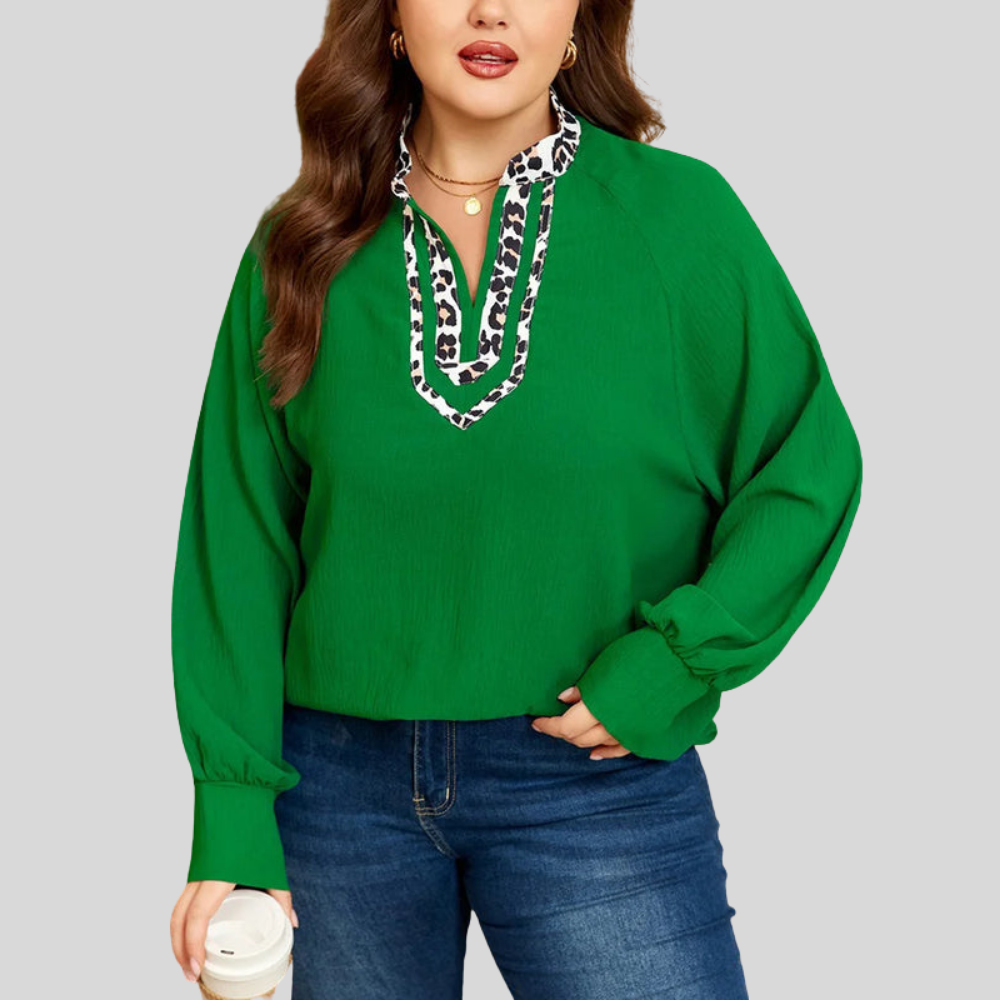 Leopard Patch Plus Size Blouse