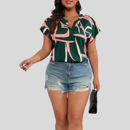Notch Neck Plus Size Blouse