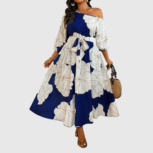 Plus Size Floral Off Shoulder Dress