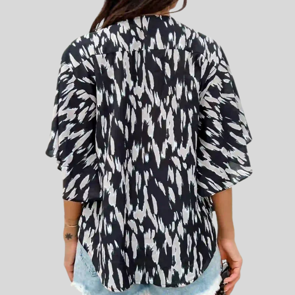 Spotted Print Plus Size Blouse