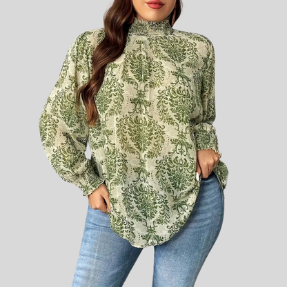 Keyhole Print Plus Size Blouse
