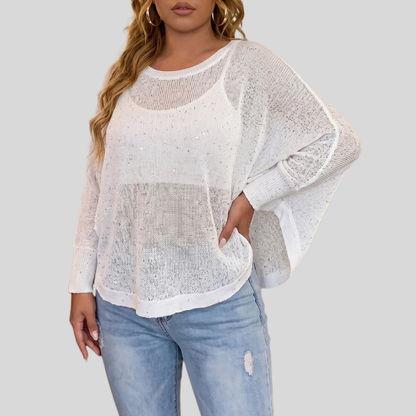 Sequin Batwing Plus Size Blouse