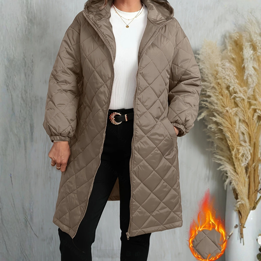 Plus Size Hooded Quilted Jacket