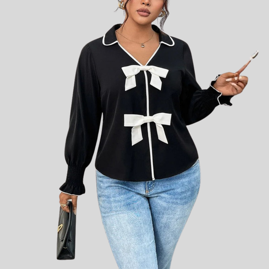 Polo Bow Plus Size Blouse