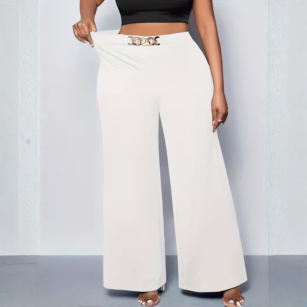 Plus Size Chain Detail Wide Leg Pants