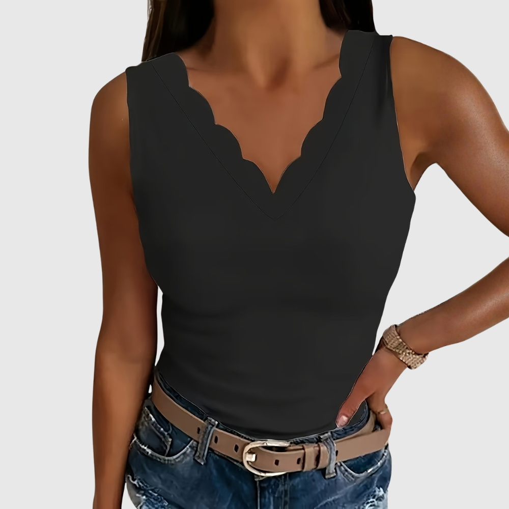 Scallop V-Neck Plus Size Tanks