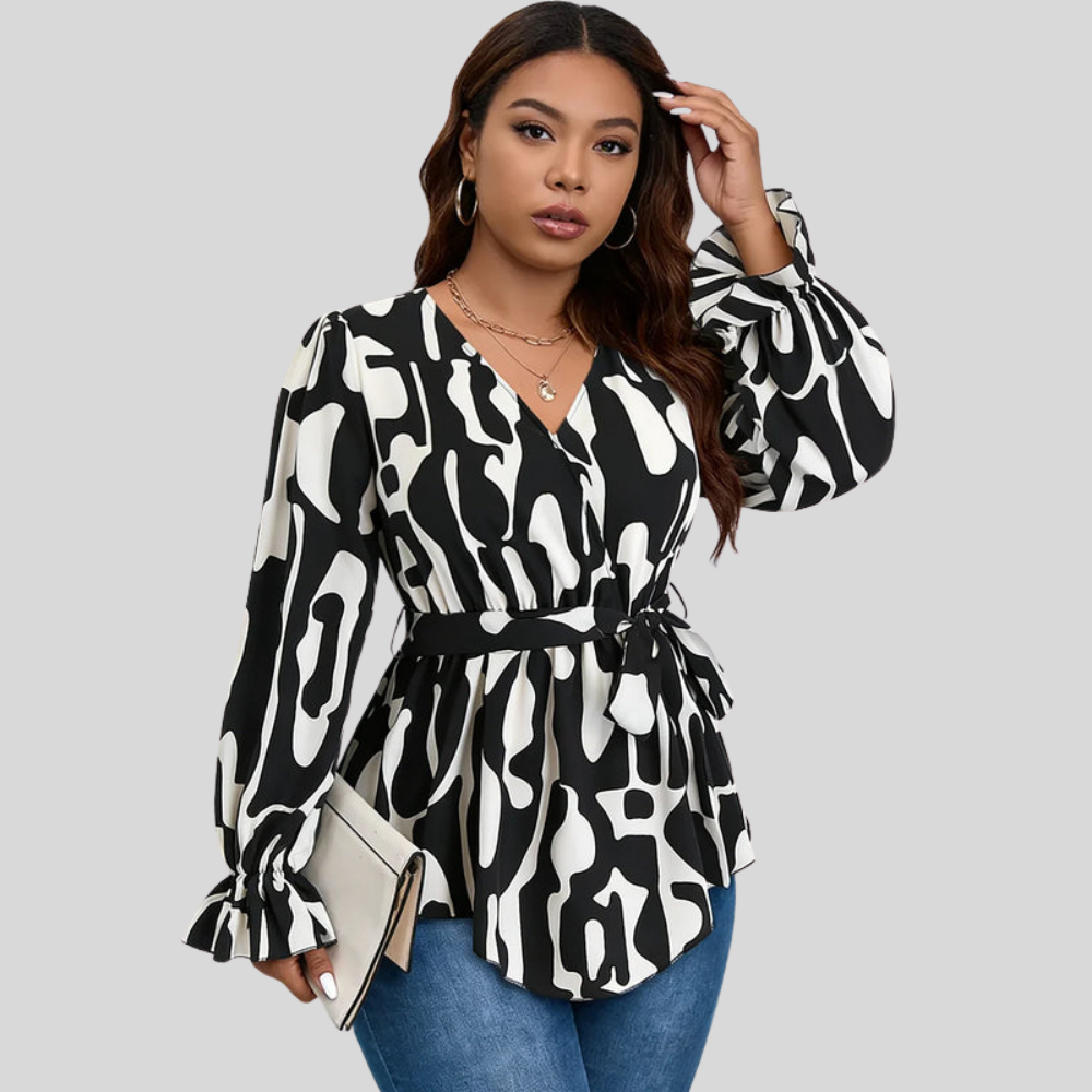Plus Size Belted Peplum Blouse