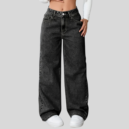 High Waist Snowflake Wash Jeans