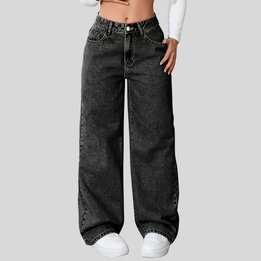 High Waist Snowflake Wash Jeans