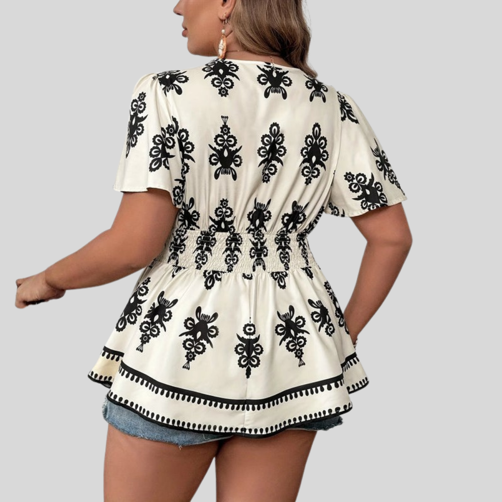 Plus Size Ethnic Print Shirt
