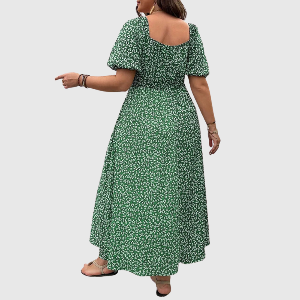 Square Neck Plus Size Midi Dress