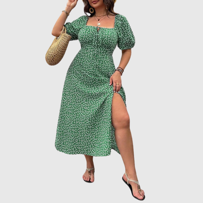 Square Neck Plus Size Midi Dress