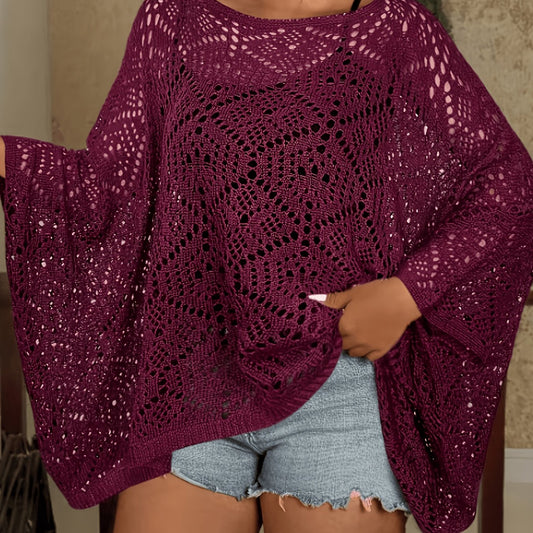 Plus Size Crochet Batwing Top