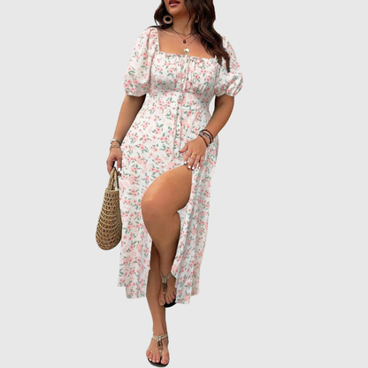 Square Neck Plus Size Midi Dress