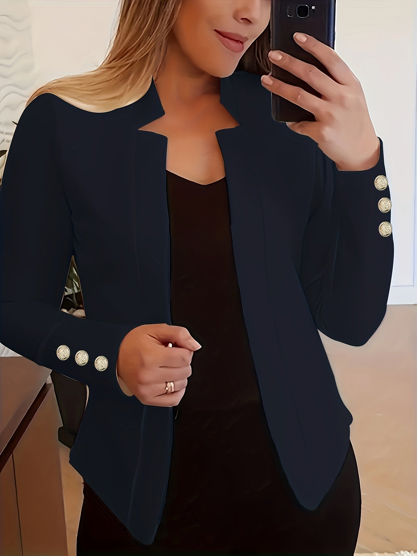 Red Button Detail Office Blazer