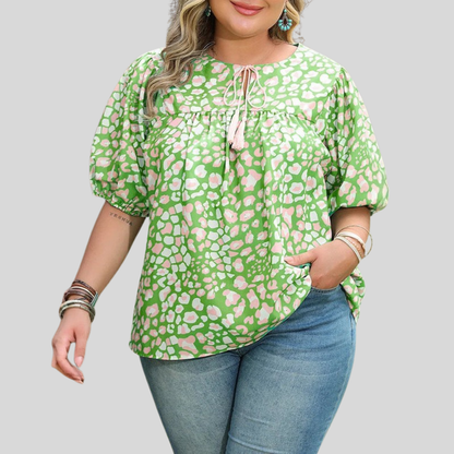 Leopard Tassel Plus Size Blouse