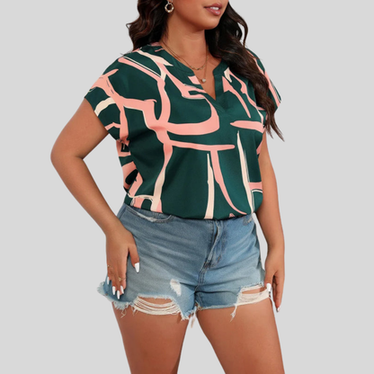 Notch Neck Plus Size Blouse