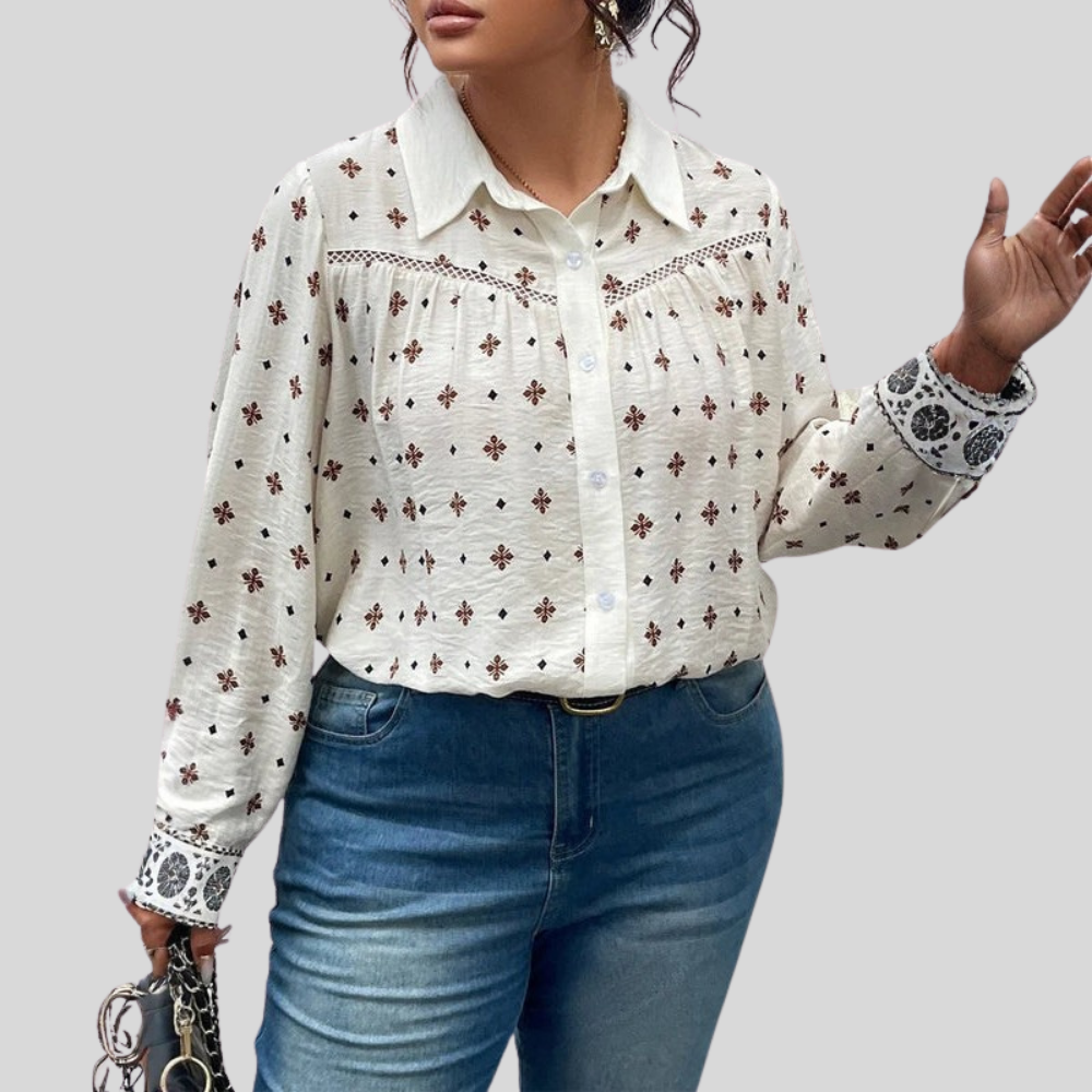 Hollow Collar Plus Size Shirt