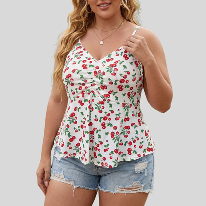 Cherry Print Plus Size Top
