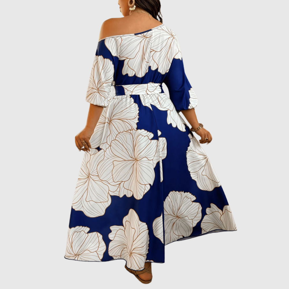 Plus Size Floral Off Shoulder Dress