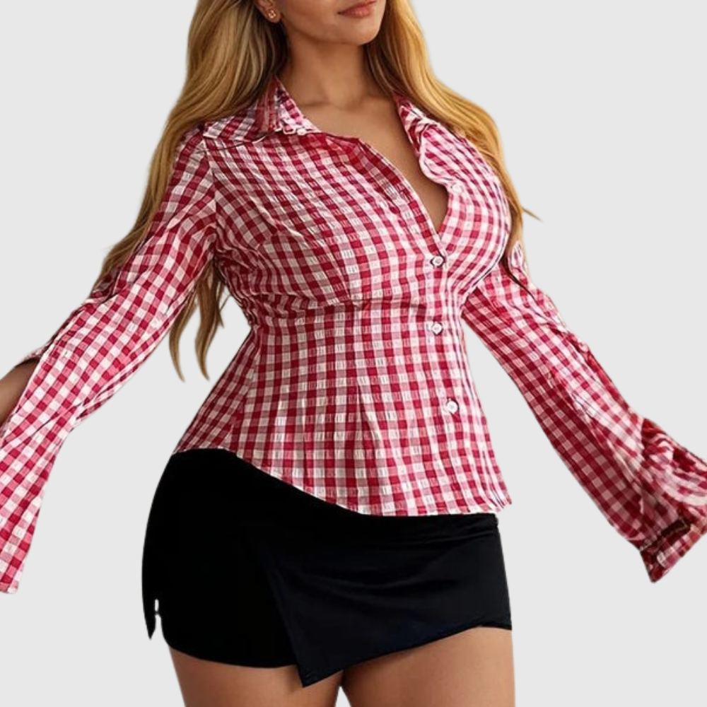 Plaid Long Sleeve Plus Size Shirt