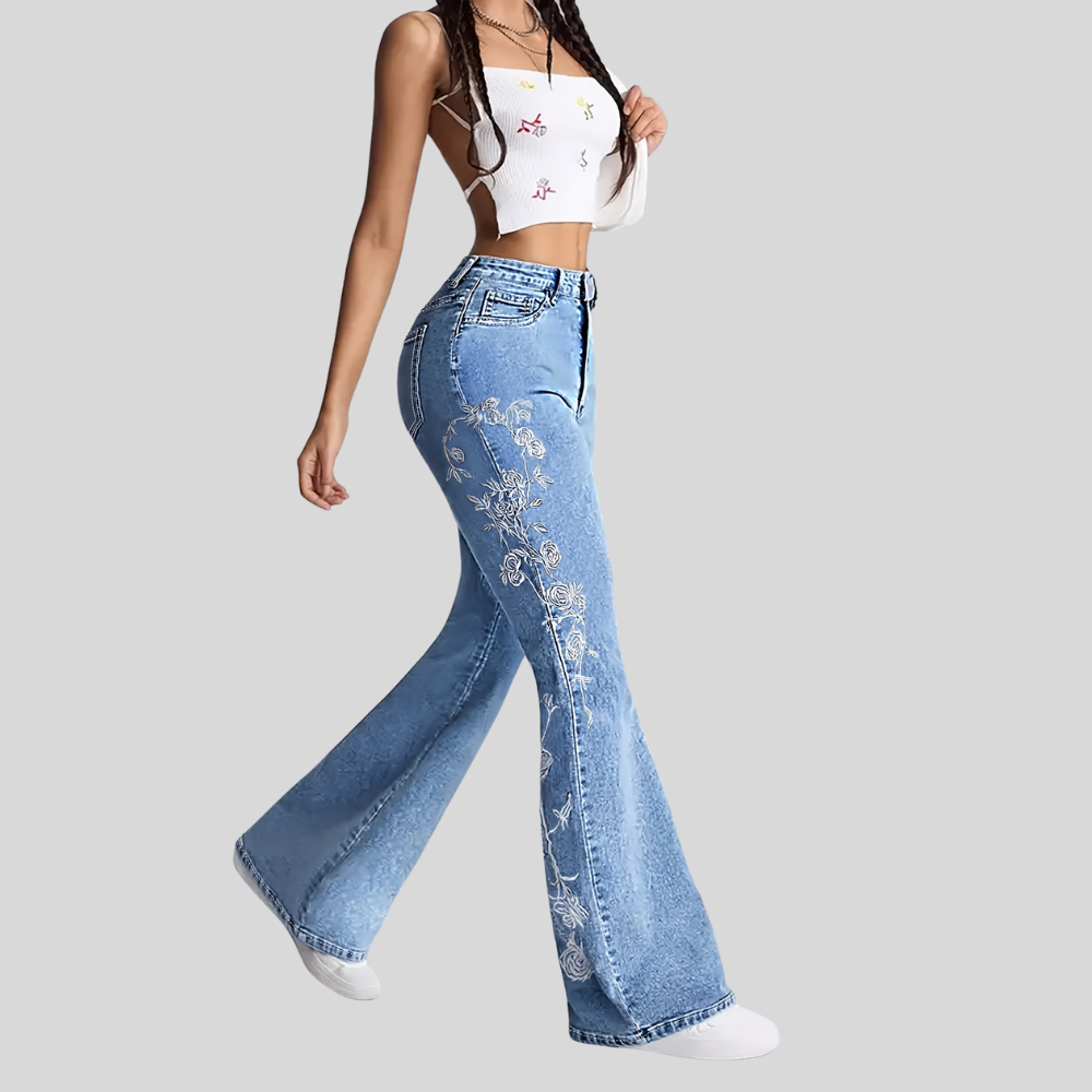 Embroidered Straight Leg Pants