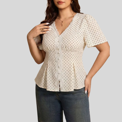 Polka Lace Plus Size Blouse