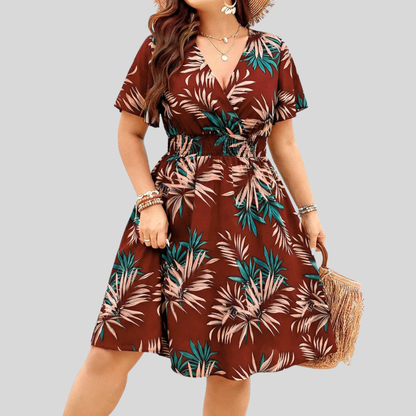 Tropical Plus Size Midi Dress