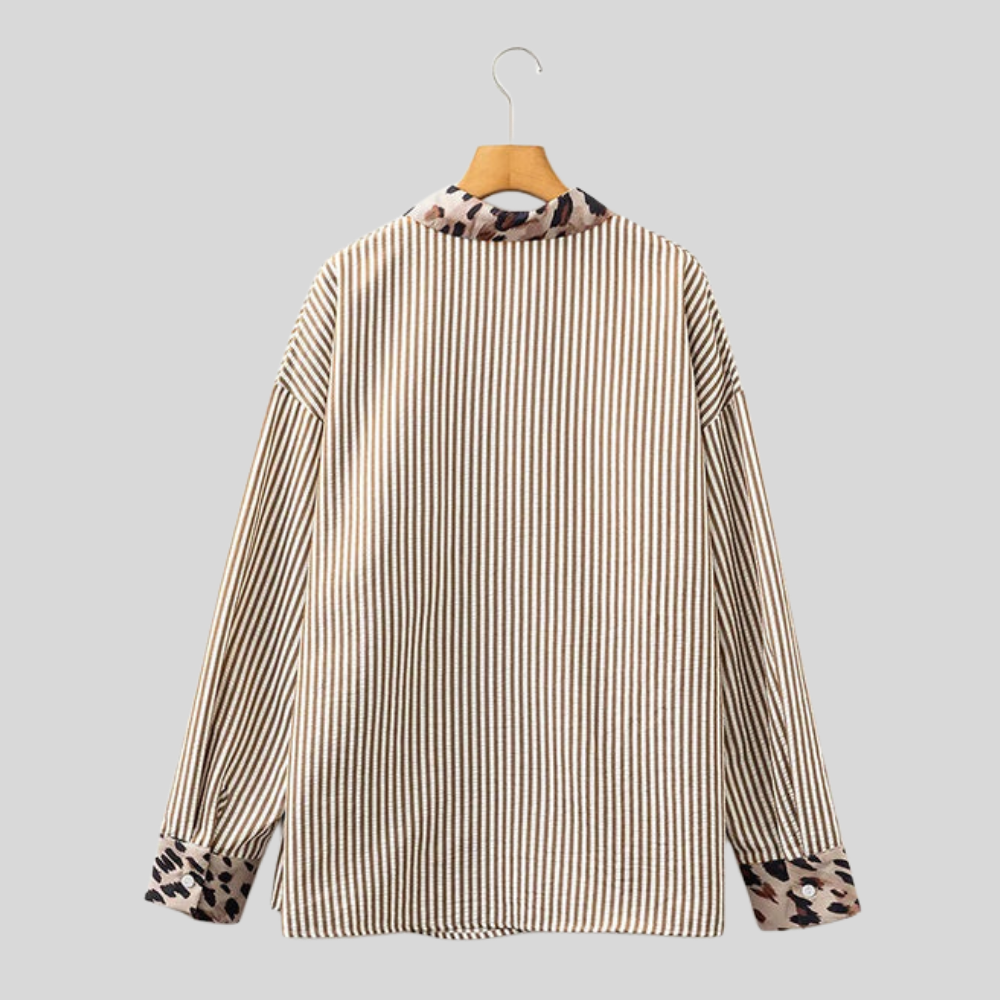 Leopard Button Plus Size Blouse