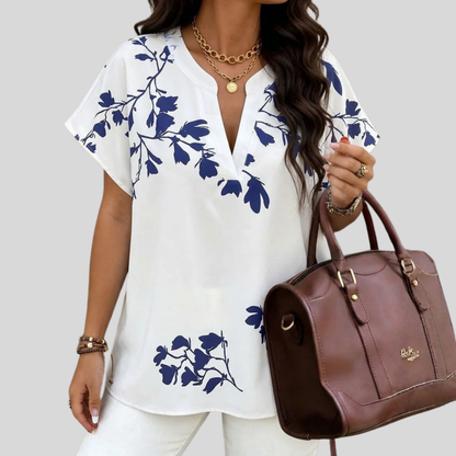 Printed Batwing Plus Size Blouse