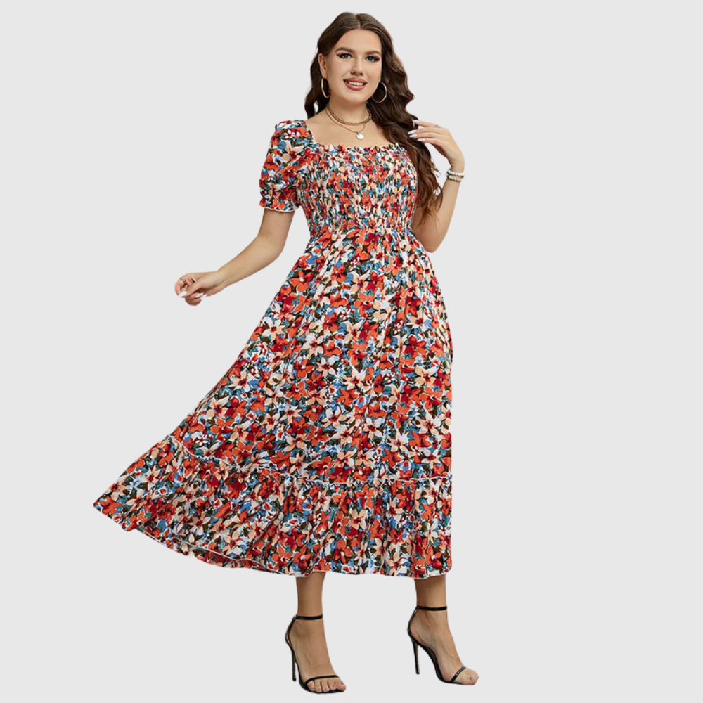 Puff Sleeve Plus Size Dress