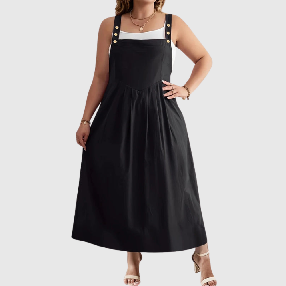Button Strap Plus Size Dress