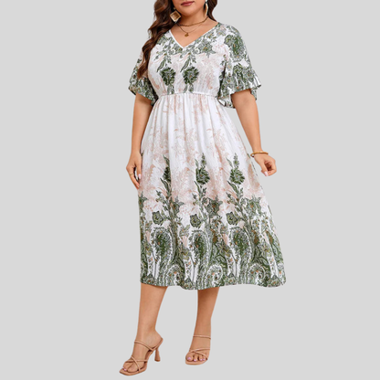 Plus Size Vintage Print Dress