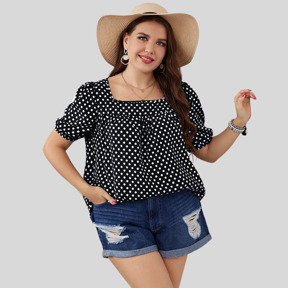 Polka Puff Plus Size Blouse