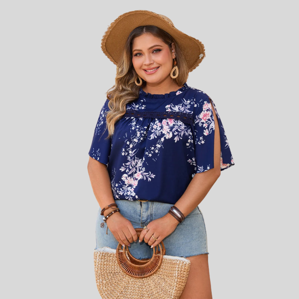 Floral Print Plus Size Blouse