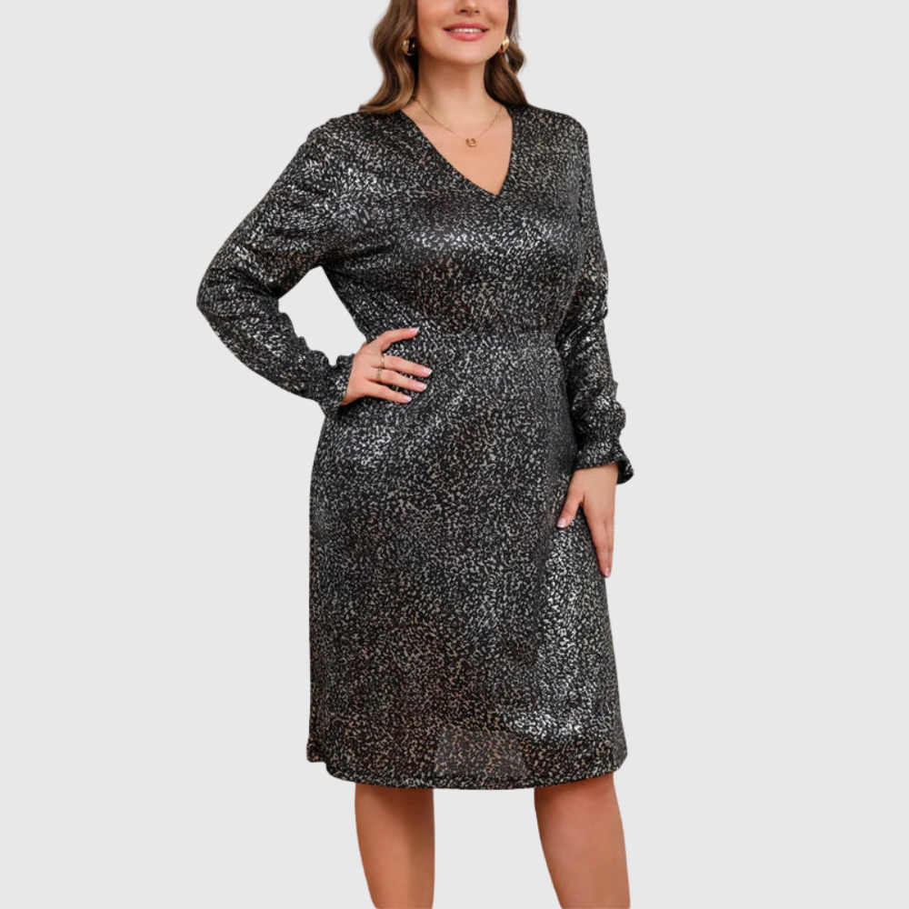V Neck Plus Size Midi Dress