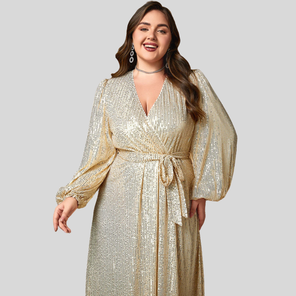 Plus Size Sequin Puff Dress