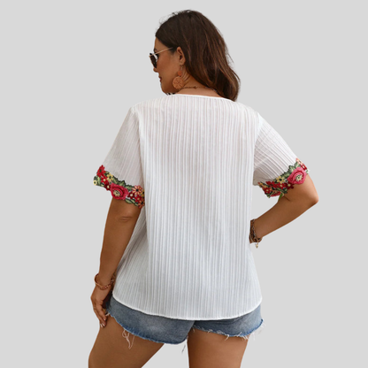 Embroidered Skew Plus Size Blouse