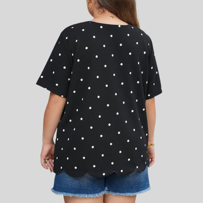 Polka Scallop Plus Size Top