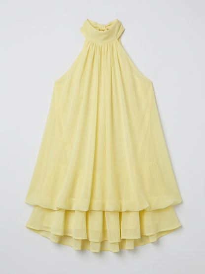 Chiffon Halterneck A-Line Mini Dress for Women