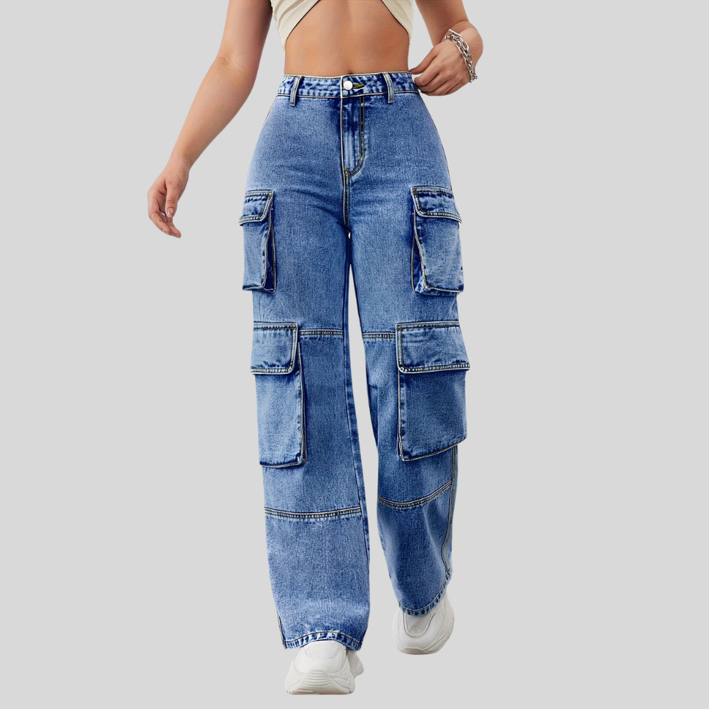 High Waist Pocket Plus Jeans