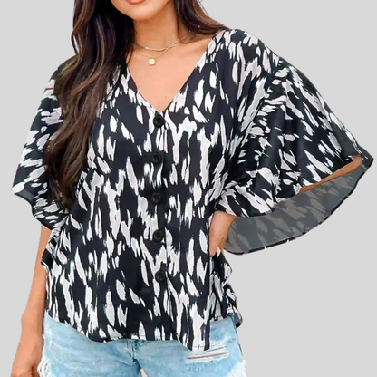 Spotted Print Plus Size Blouse