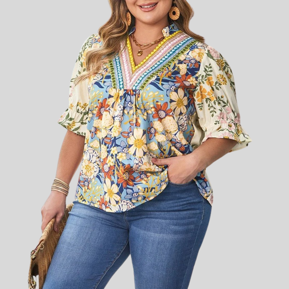 Puff Sleeve Plus Size Blouse