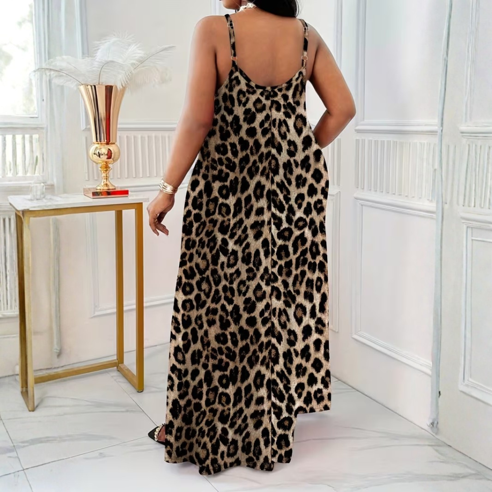 Plus Size Leopard Print Maxi Dress